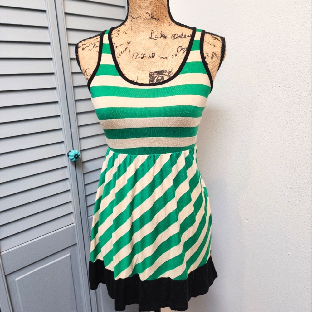 MilliBon green and beige dress